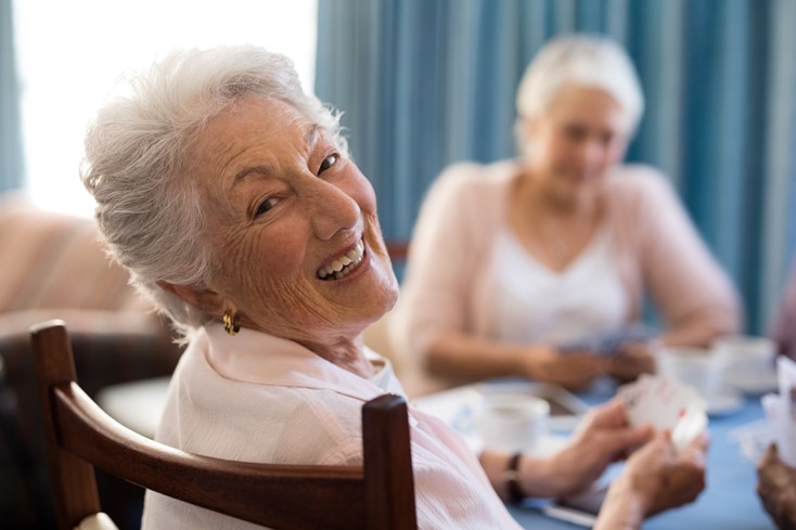 Residents dining in assisted living